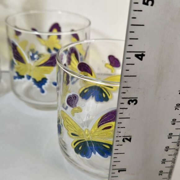 Vintage Libbey Embossed Butterfly Glasses Tumblers Glass 3.25" Retro USA - Picture 7 of 9